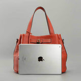 Genuine Leather Handbag with Detachable Shoulder Strap