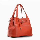 Genuine Leather Handbag with Detachable Shoulder Strap