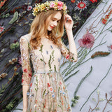 Floral Embroidered Sheer Tulle Fabric