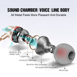 Bass Boosting In Ear Wired Stereo Earbuds with Mic with Spare Covers for Android, iPhone, Computers, Tablets with 3.5mm Connection