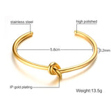 Fashionable Knot Bangle Bracelet in Gold  Plated 316L Stainless Steel