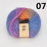 Rainbow Gradient Dyed Mohair Yarn