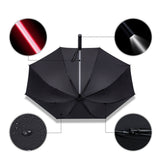 Windproof  Golf Umbrella with LED Lightsaber Handle and Flashlight