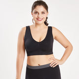 Comfortable Seamless Wireless Lounging Bra with Removable Pads and Wide Shoulder Straps