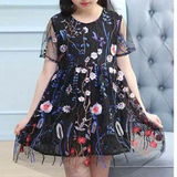 Floral Embroidered Sheer Tulle Fabric