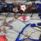 Floral Embroidered Sheer Tulle Fabric