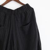 Comfortable, Elastic-Waist,  Asymmetric Linen Pants with Pockets