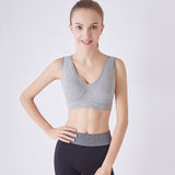 Wireless Padded Seamless Knit Exercise Bra with Removable Pads