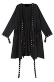 Loose Fitting Cotton Lightweight Jacket with Pockets and Grommet Detailing