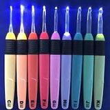 Set of Nine Battery-Operated LED Crochet Hooks in Sizes  C-K (2.5 - 6.5mm)