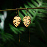 Monstera Philodendron Dangling Leaves Earrings Handmade in 925 Sterling Silver