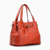 Genuine Leather Handbag with Detachable Shoulder Strap