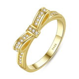 Charming Crystal Pave Bow Sterling Silver Ring