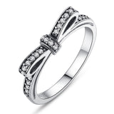 Charming Crystal Pave Bow Sterling Silver Ring