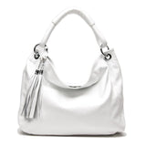 Soft Leather Tote with Decorative Tassel