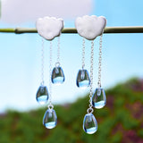Handmade Rainy Day 925 Sterling Silver and Crystal Earrings