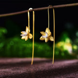 Blooming Orchid Fashion Drop Earrings Handmade in 925 Sterling Silver