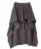 Wide Leg Loose Linen Cotton Asymmetric Pants with Elastic Waist
