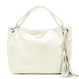 Soft Leather Tote with Decorative Tassel