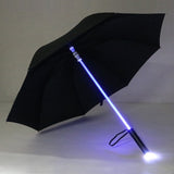 Windproof  Golf Umbrella with LED Lightsaber Handle and Flashlight