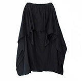 Wide Leg Loose Linen Cotton Asymmetric Pants with Elastic Waist