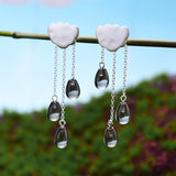 Handmade Rainy Day 925 Sterling Silver and Crystal Earrings