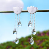 Handmade Rainy Day 925 Sterling Silver and Crystal Earrings