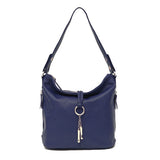 Stylish Leather Bucket Shoulder Handbag with Zipper and Decorative Metal Closure